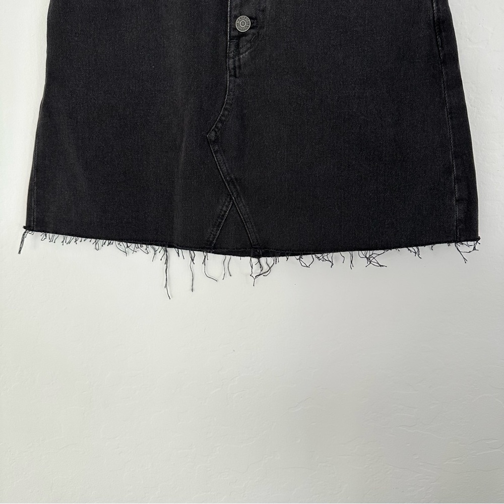 Madewell High Waist Button Front Rigid Denim A-Line Skirt Black Lunar | 28 - Picture 8 of 13